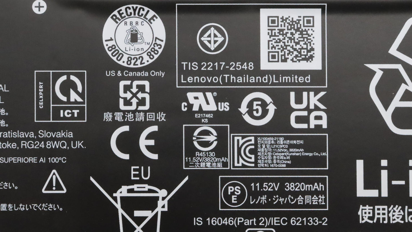 Lenovo (5B11F36372) Internal Battery, 11.52V, 45Wh, 3-Cell