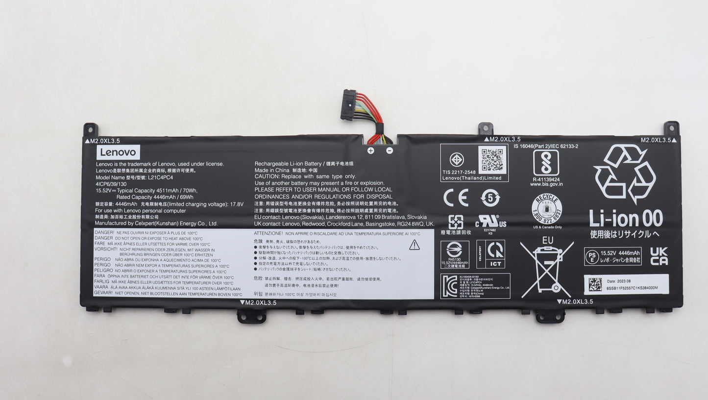 Lenovo (5B11F52556) 4-Cell Internal Battery, 70Wh, 15.52V