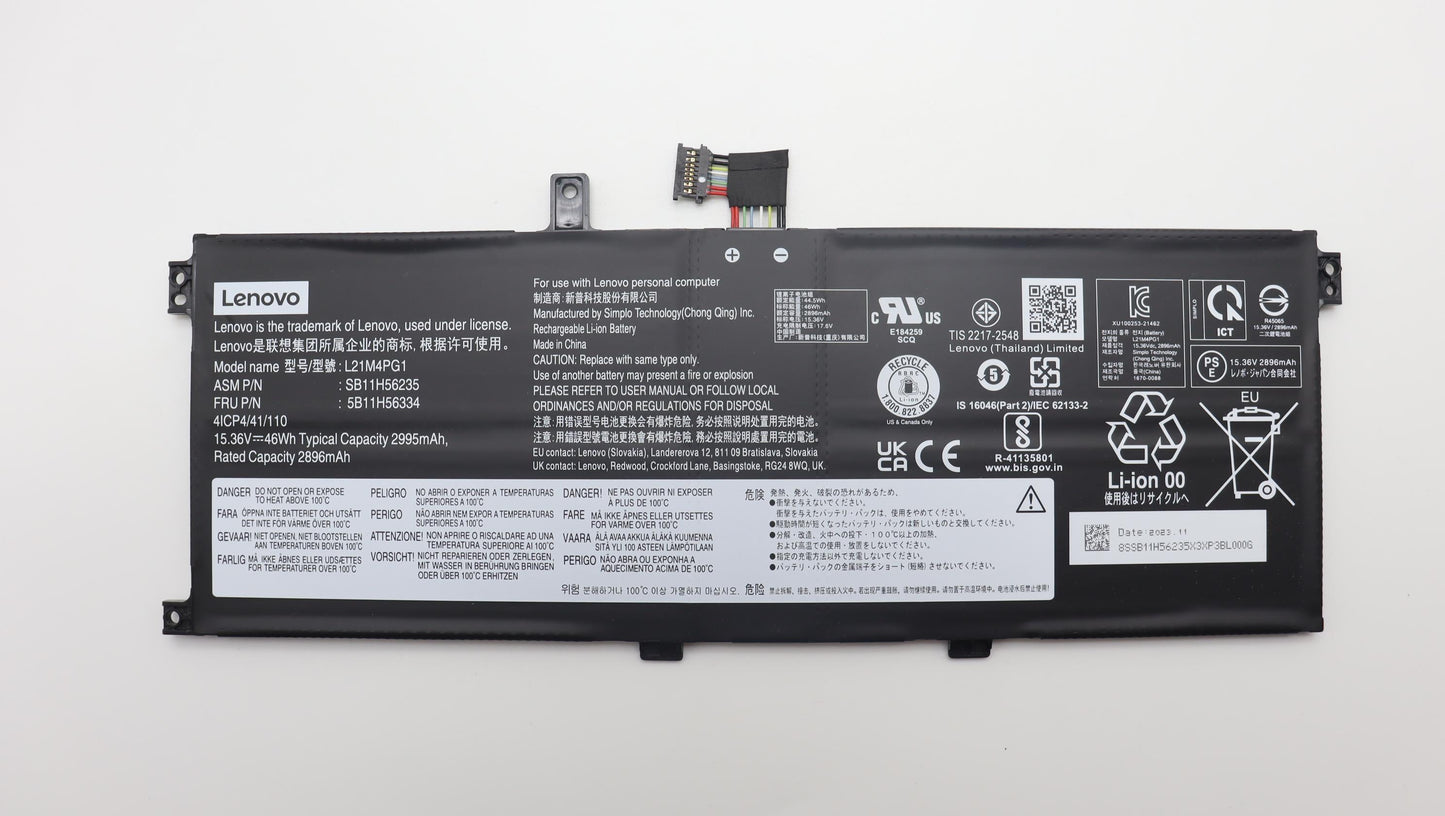 Lenovo (5B11H56334) Battery, 15.36V, 46Wh, 4-cell