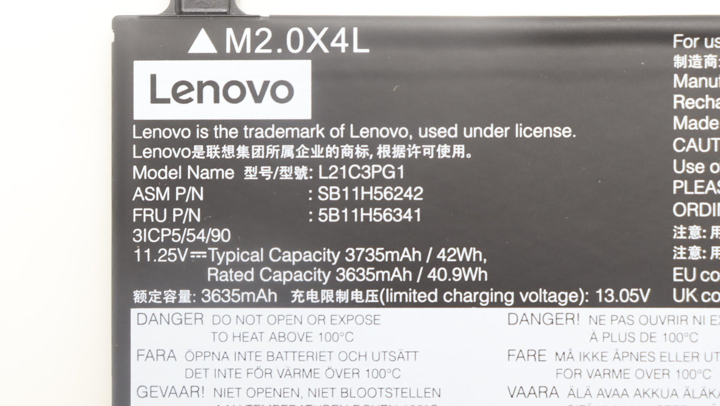 Lenovo (5B11H56341) Internal Battery, 3-Cell, 42Wh, 11.52V