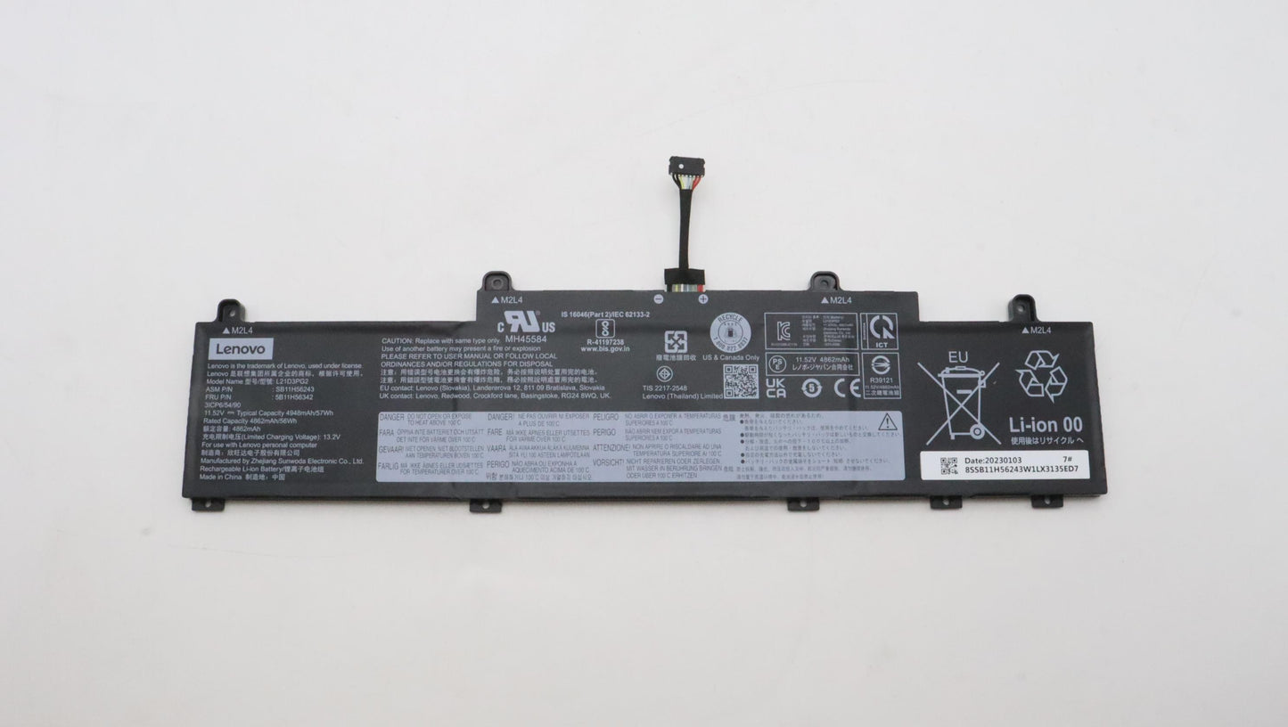 Lenovo (5B11H56342) Battery, 11.52V, 57Wh, 3-cell, Internal