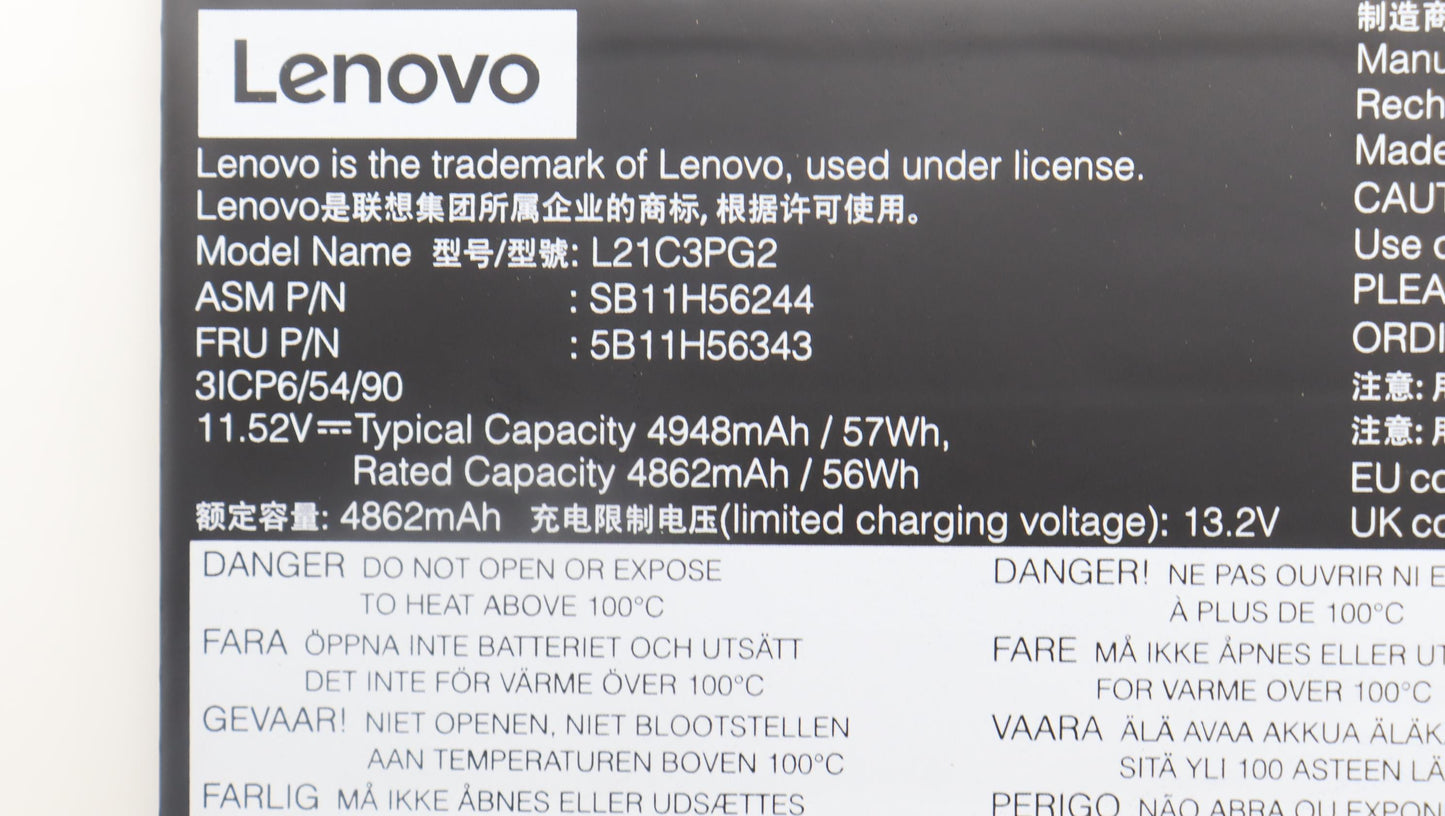 Lenovo Battery Internal,3C,57Wh,Liion - 5B11H56343