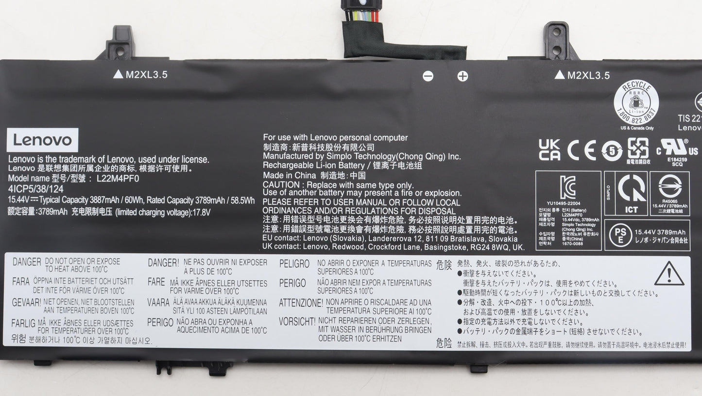 Lenovo Battery 4Cell 60Wh 15.44V L22M - 5B11J63612