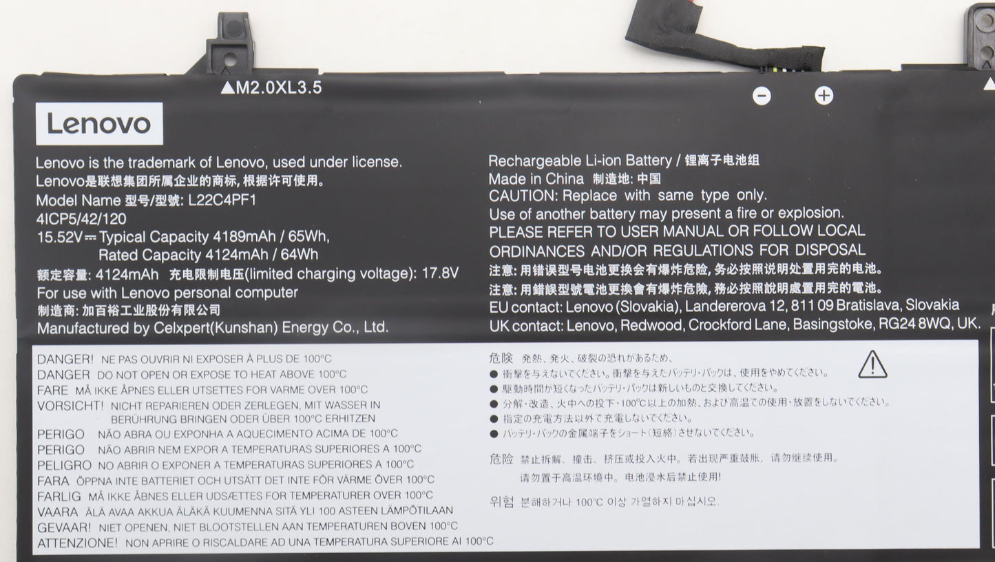 Lenovo Battery 4Cell 65Wh 15.52V L22C - 5B11J63614