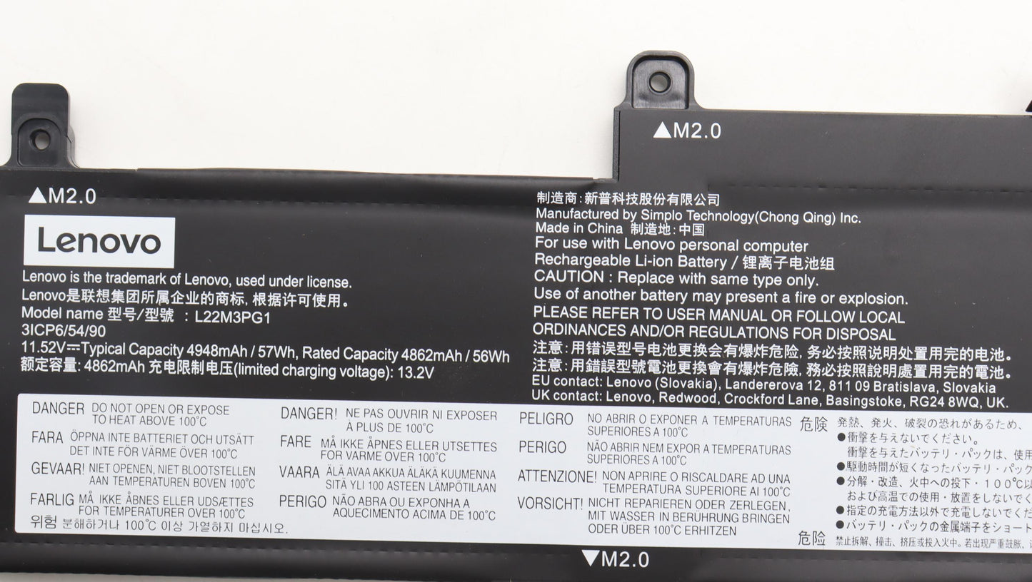 Lenovo Battery 3Cell 57Wh 11.52V L22M - 5B11K08654