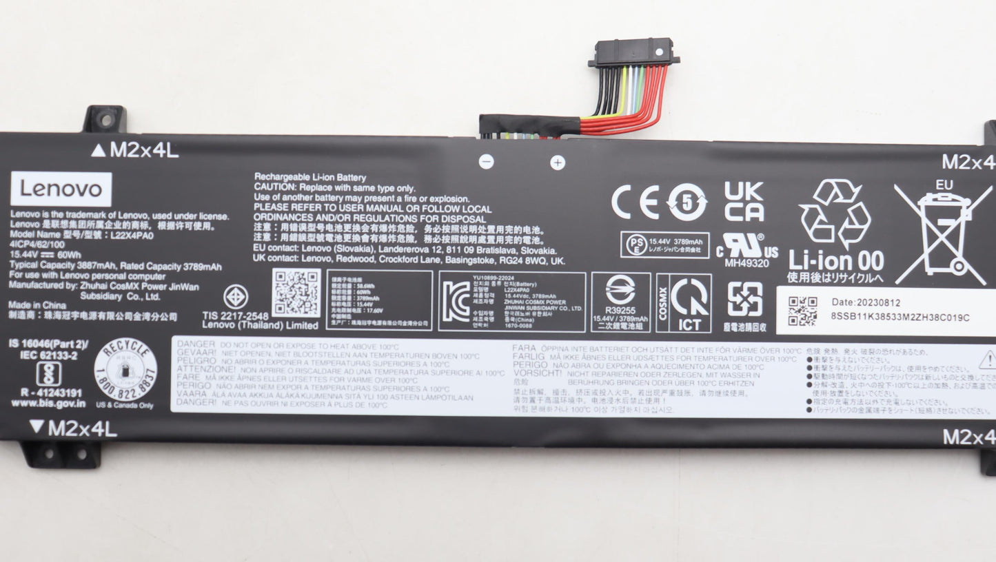 Lenovo Battery 4Cell60Wh15.44Vl22X4Pa - 5B11K38530