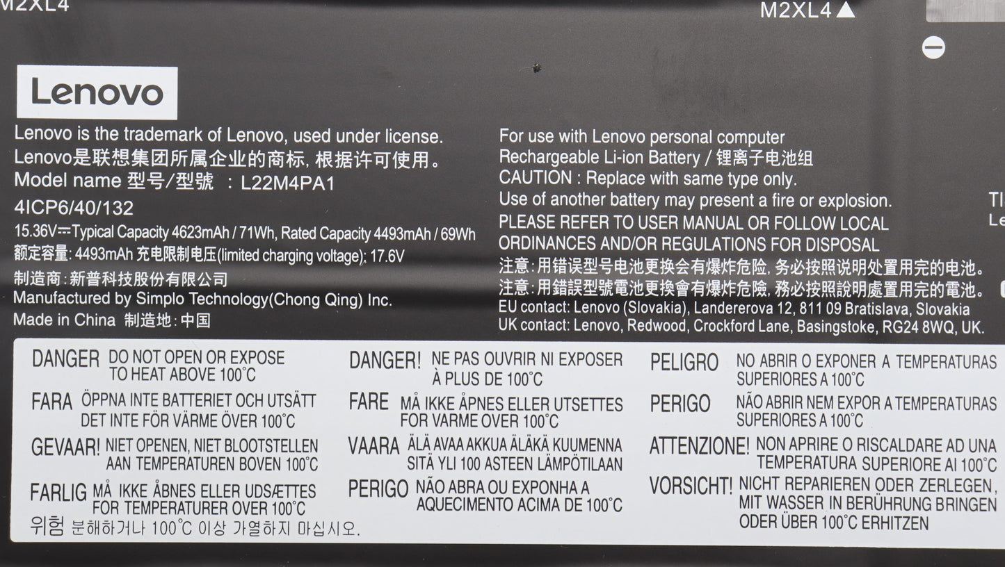 Lenovo Battery 4Cell 71Wh 15.36V L22M - 5B11K38966
