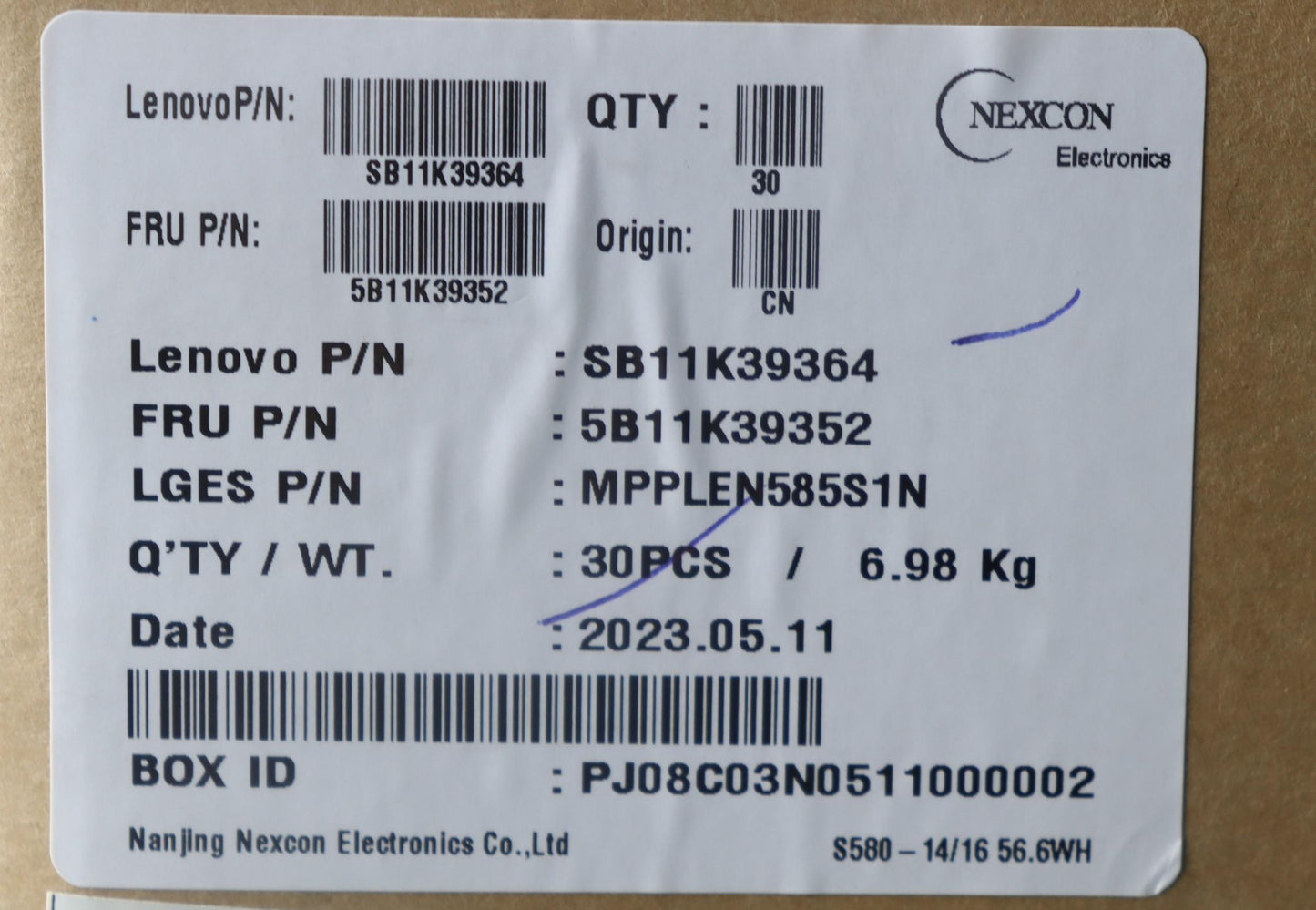Lenovo Battery 3Cell56.6Wh11.52Vl22L3 - 5B11K39352