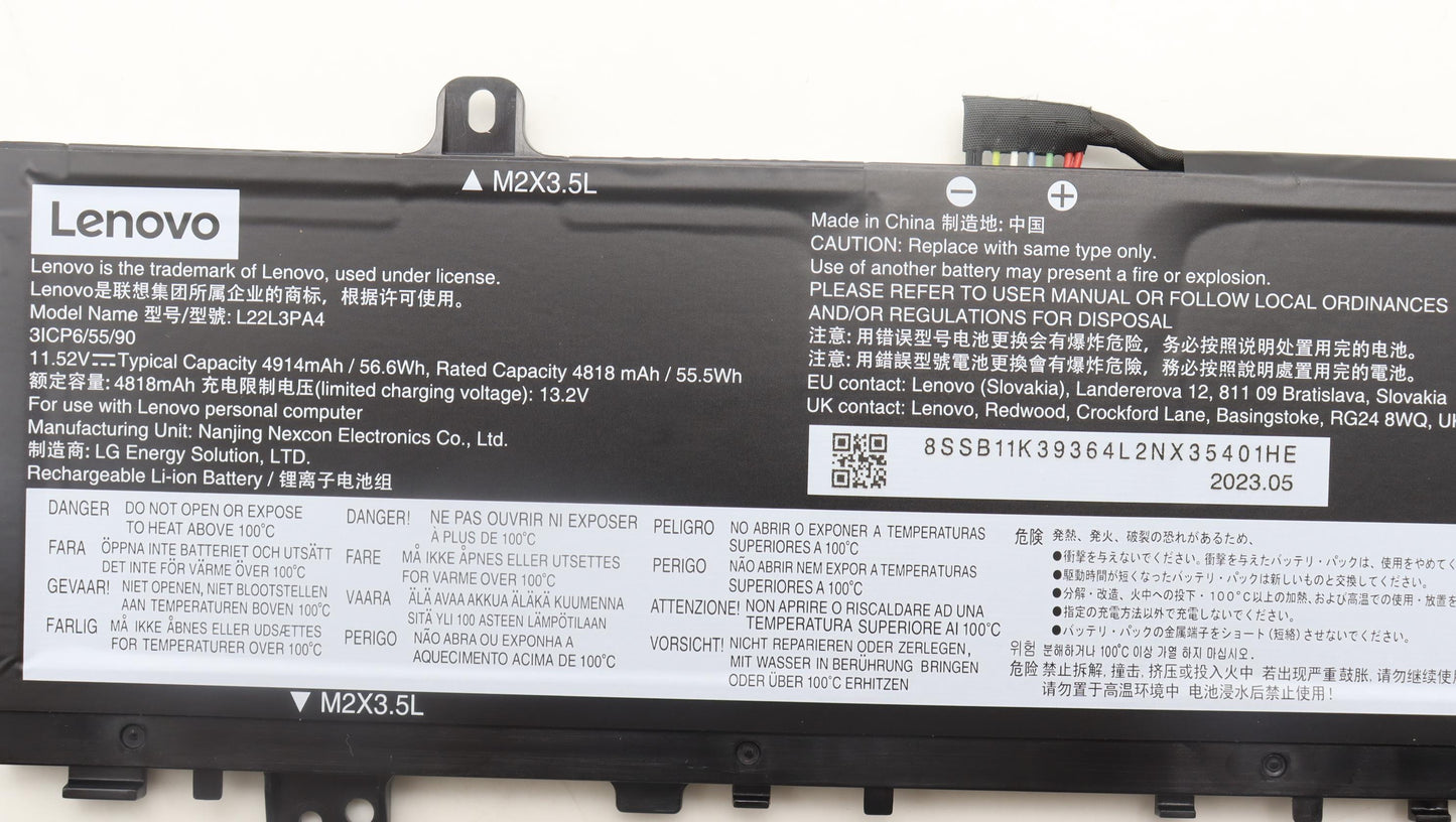 Lenovo Battery 3Cell56.6Wh11.52Vl22L3 - 5B11K39352