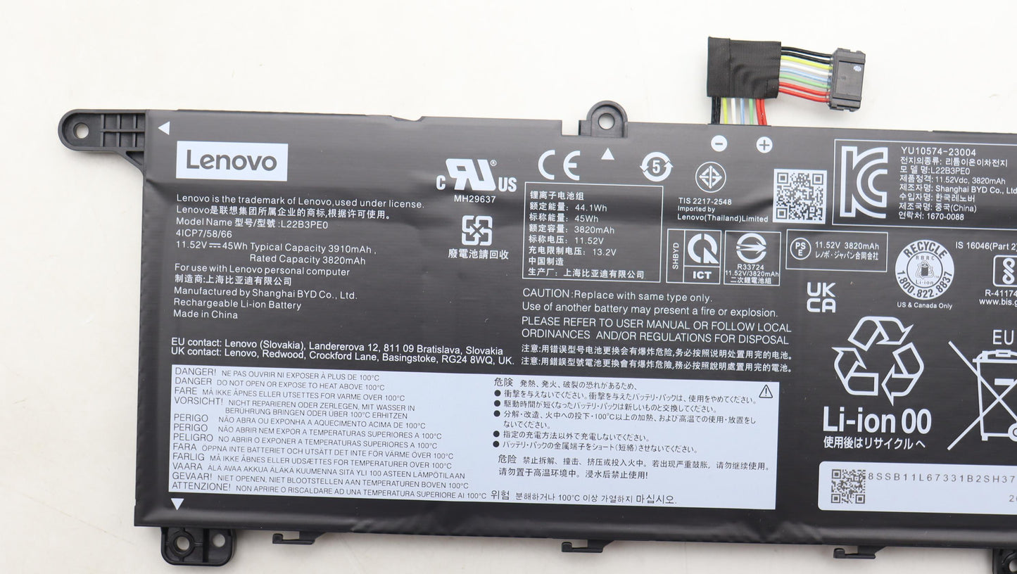 Lenovo Battery 3Cell45Wh11.52Vl22B3Pe - 5B11L67341
