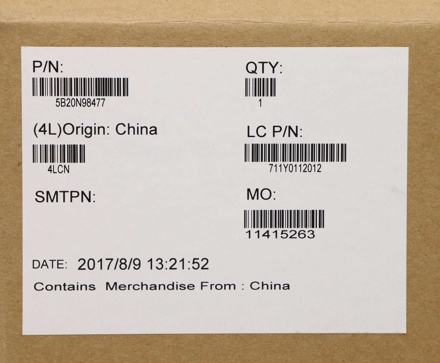 Lenovo Mbl80Yli37100Uhuma4Gfpnok - 5B20N98477