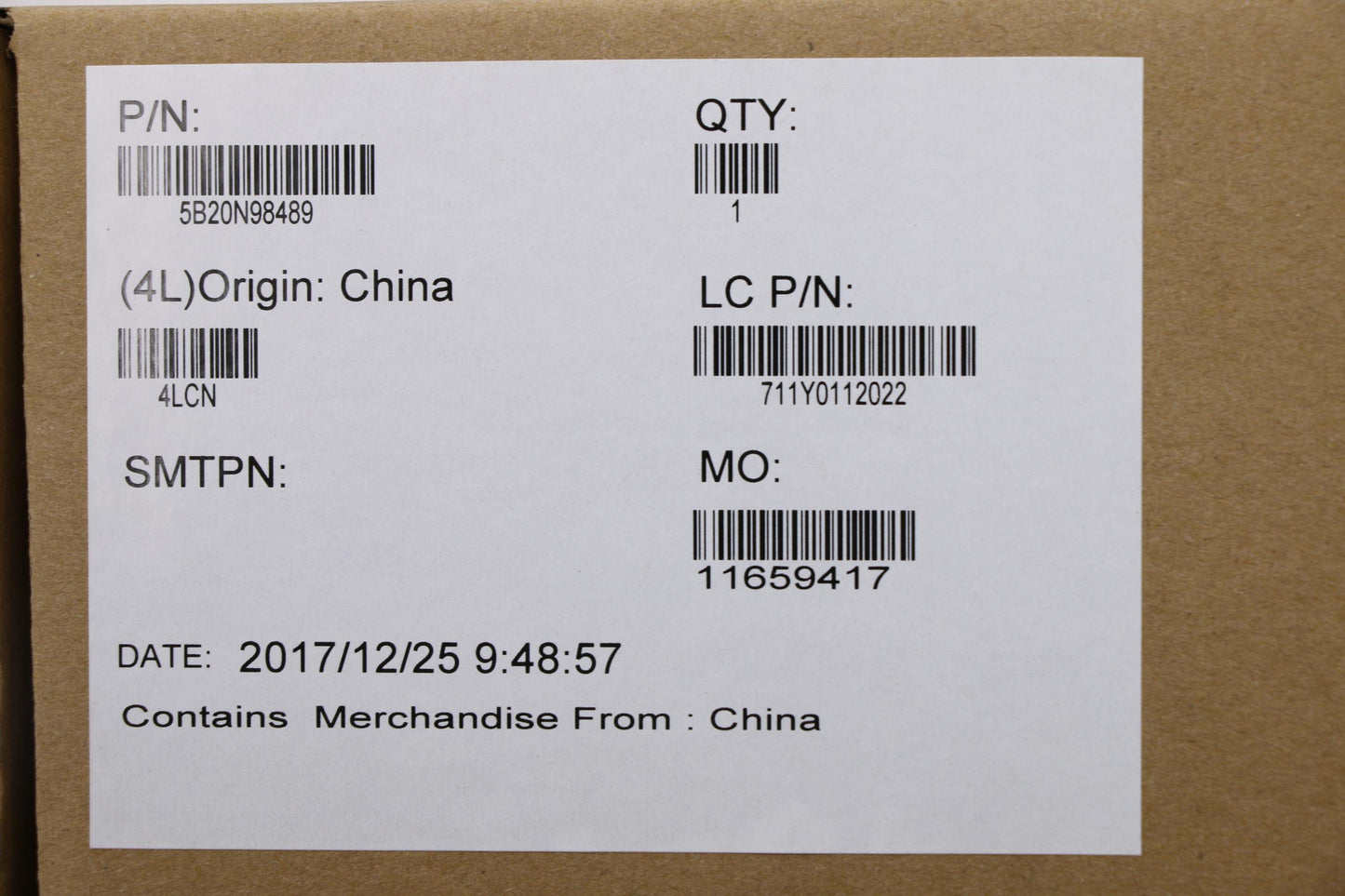 Lenovo Mbl80Yli37100Uhgtr2G4Gnfpnok - 5B20N98489