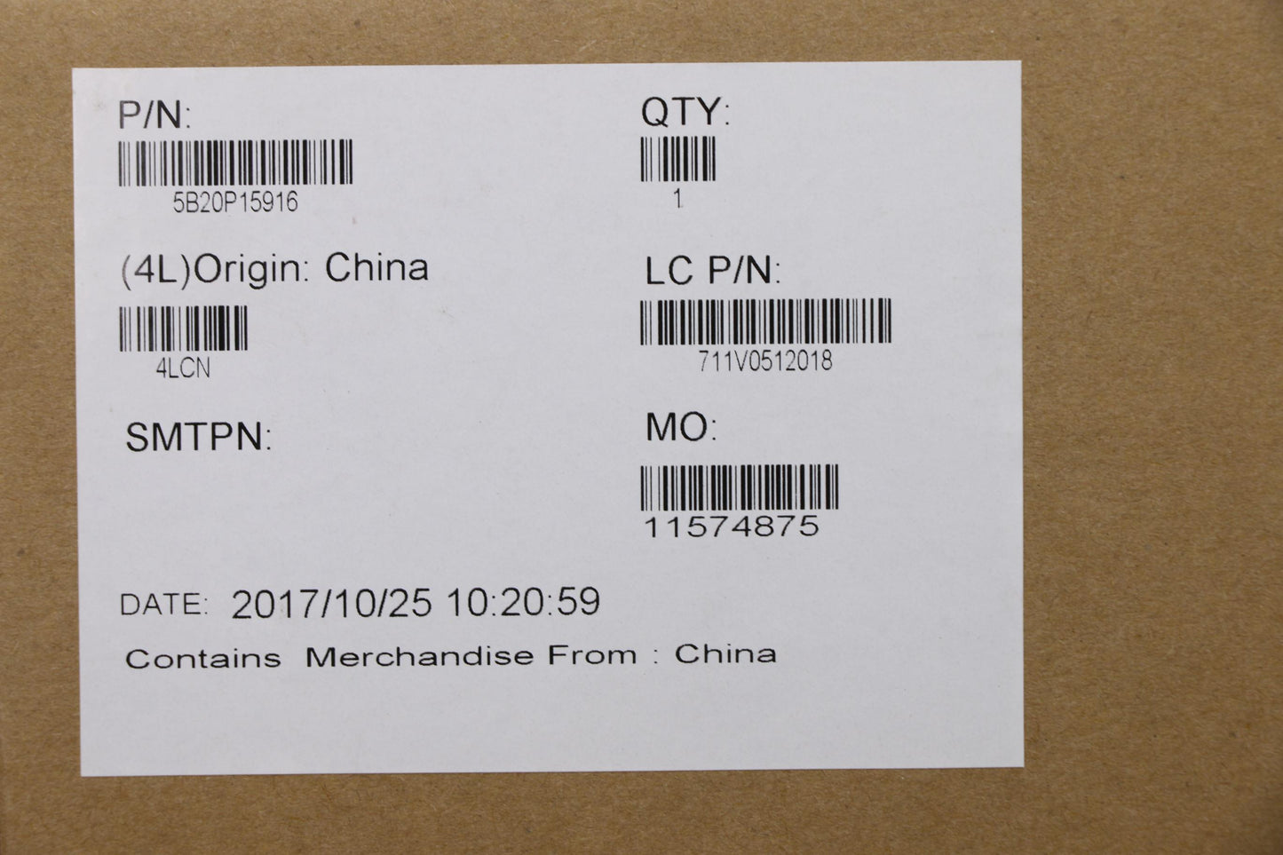 Lenovo Mbl80Yna129720Puma 4Gnfpwin - 5B20P15916