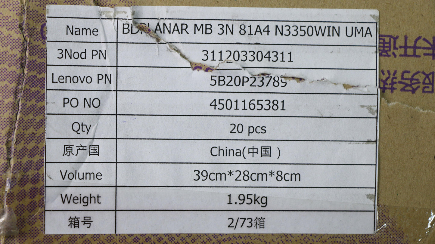 Lenovo Mb 3N 81A4 N3350Win Uma R4G - 5B20P23789