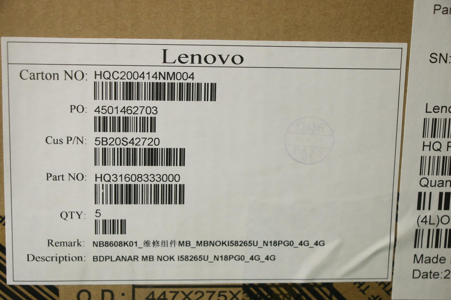 Lenovo Mb Nok I58265U N18Pg0 4G 4G - 5B20S42720