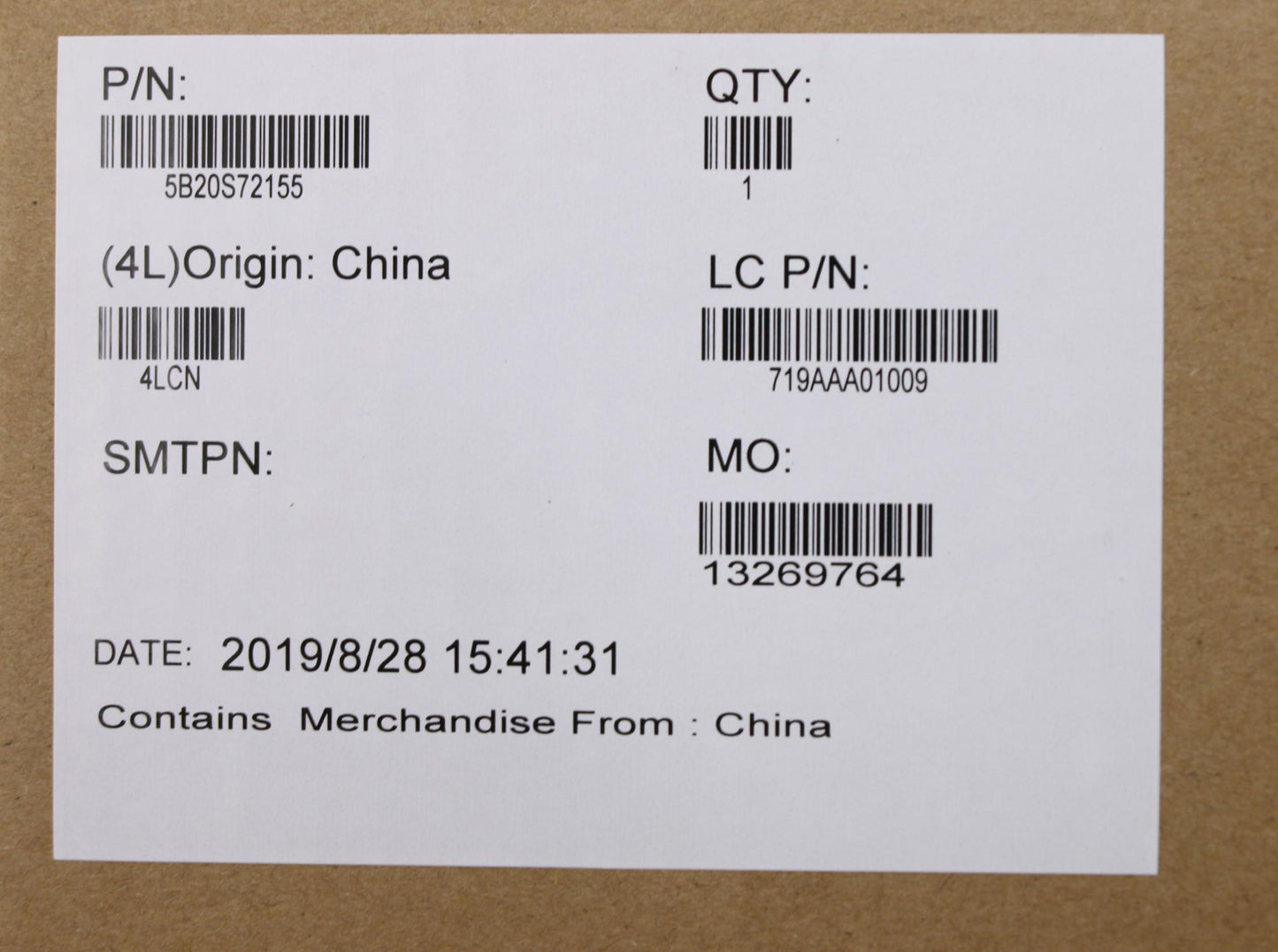 Lenovo Mb I7-9750H T3 6G Win Naytdt2. - 5B20S72155