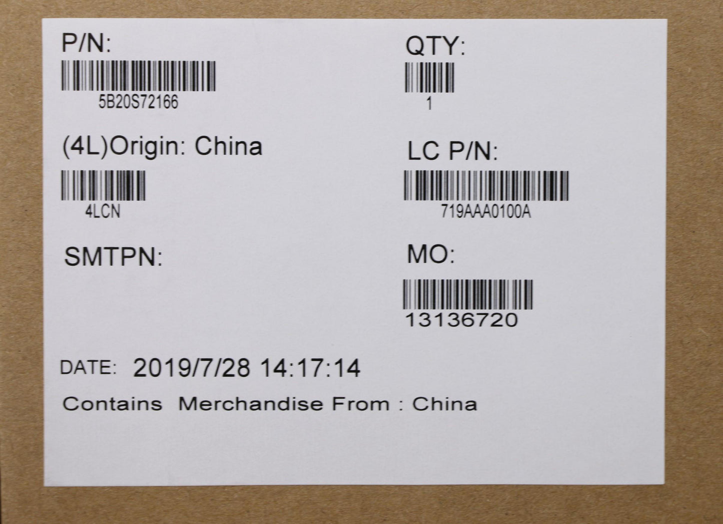 Lenovo Mb I7-9750H T3 6G Win Na N-Tpm - 5B20S72166