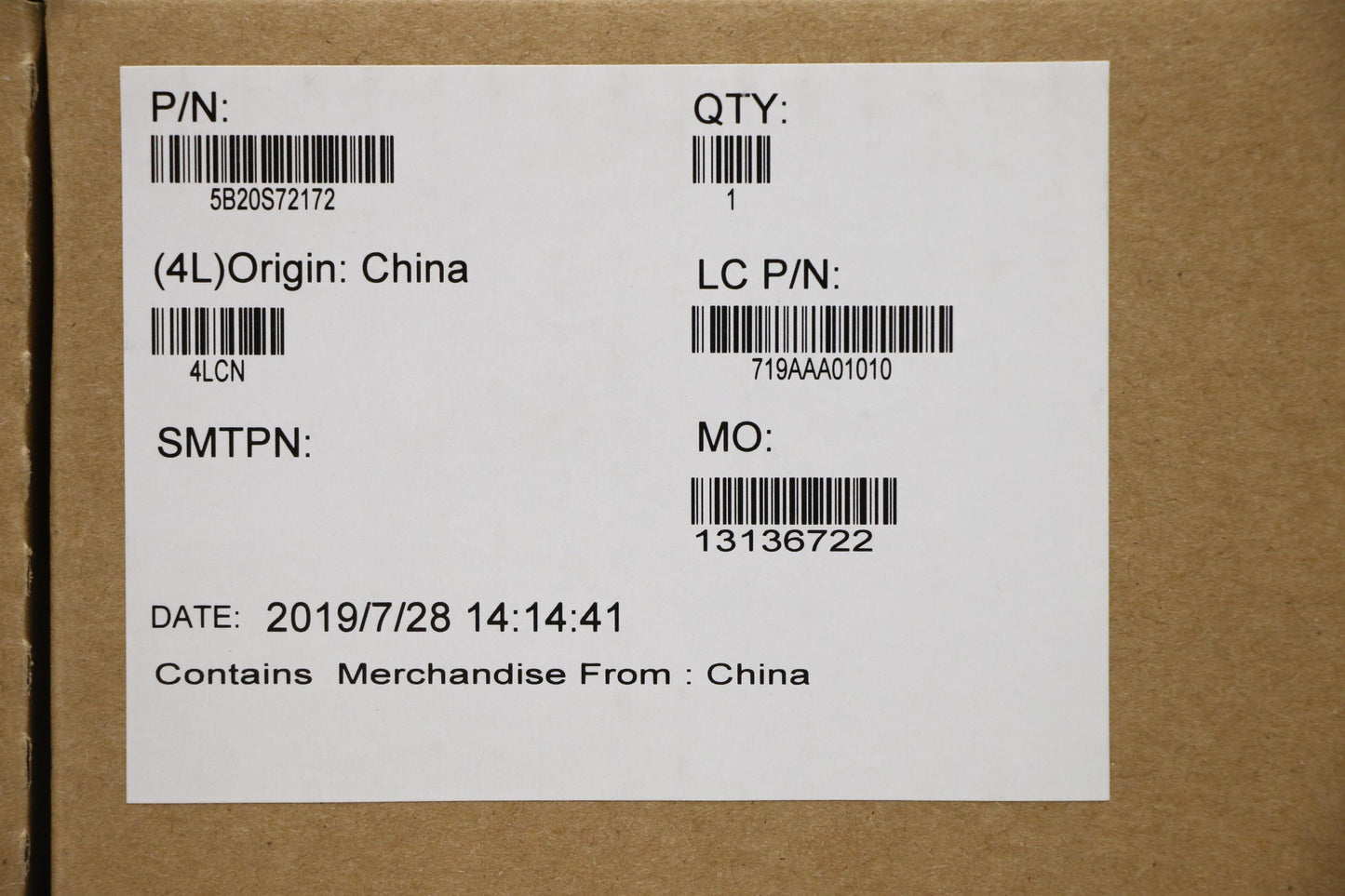 Lenovo Mb I7-9850H Vp T5 16Gwin Ya N- - 5B20S72172