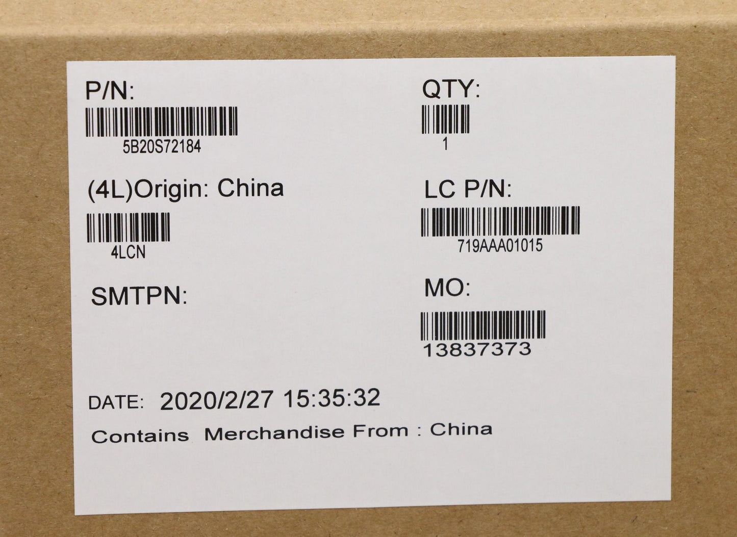 Lenovo Mb I9-9880H Vp T4 8G Nok Yaytd - 5B20S72184