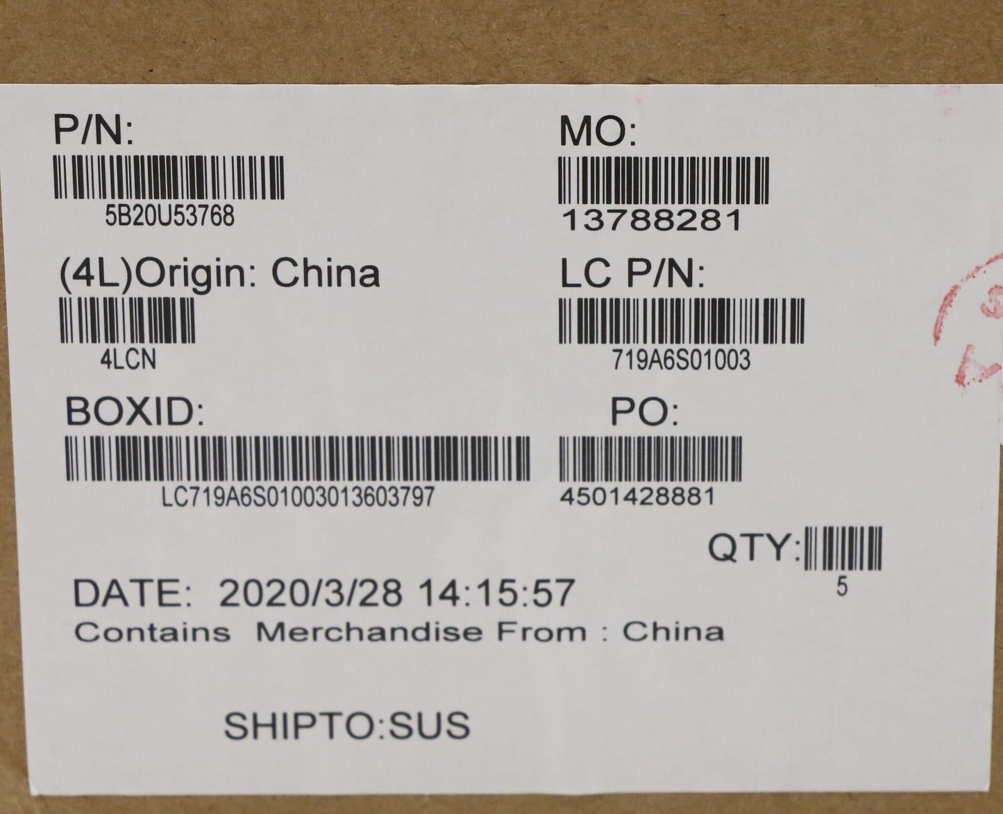 Lenovo Whl-U I5-8365U Iot Dpk - 5B20U53768
