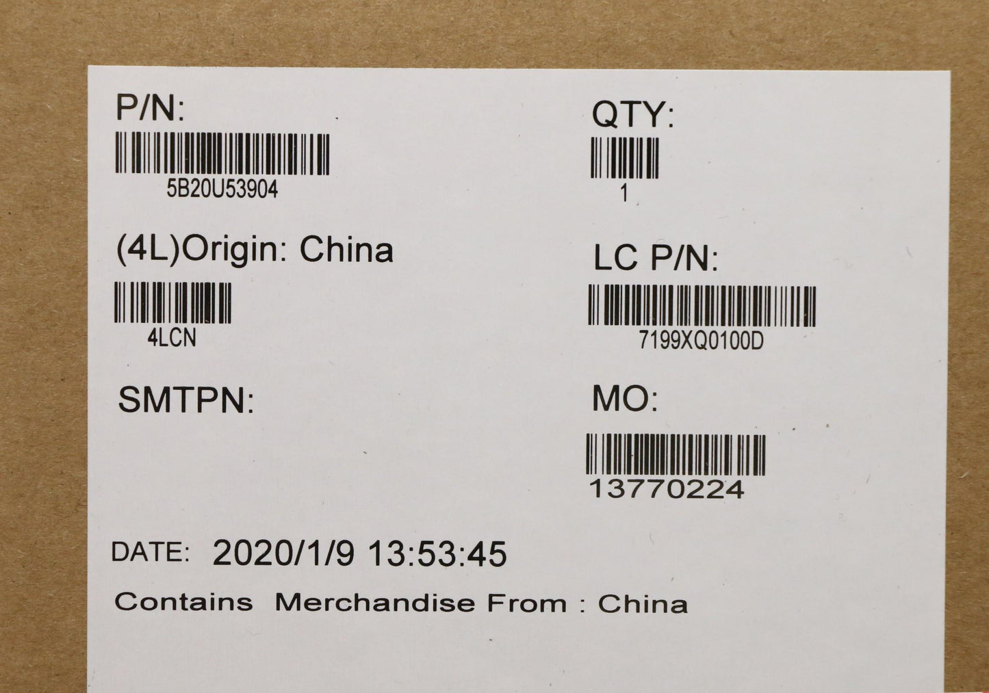 Lenovo Whl-U I5-8265U No Dpk - 5B20U53904