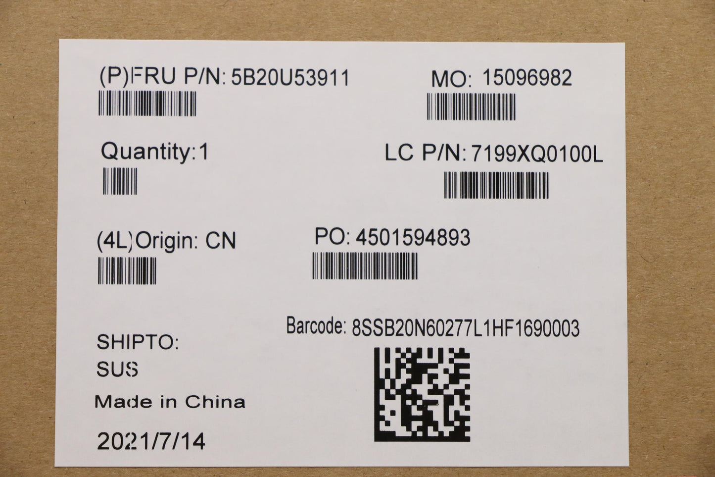 Lenovo Intel I5-8265U 1.6G/4C/6M - 5B20U53911