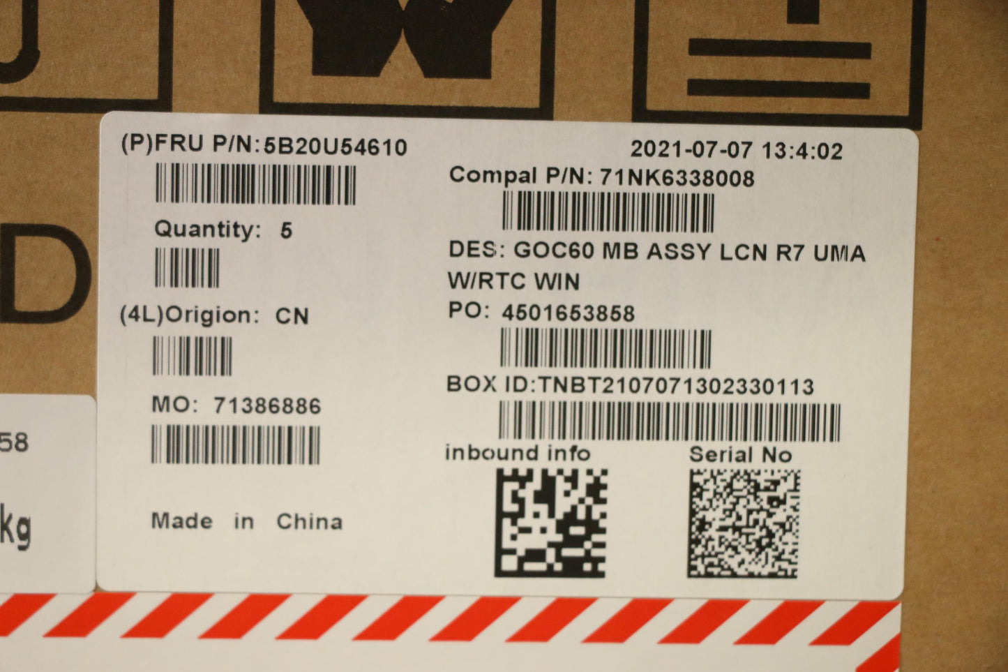 Lenovo Bdplanar Mb Alc Win R7-5700U U - 5B20U54610