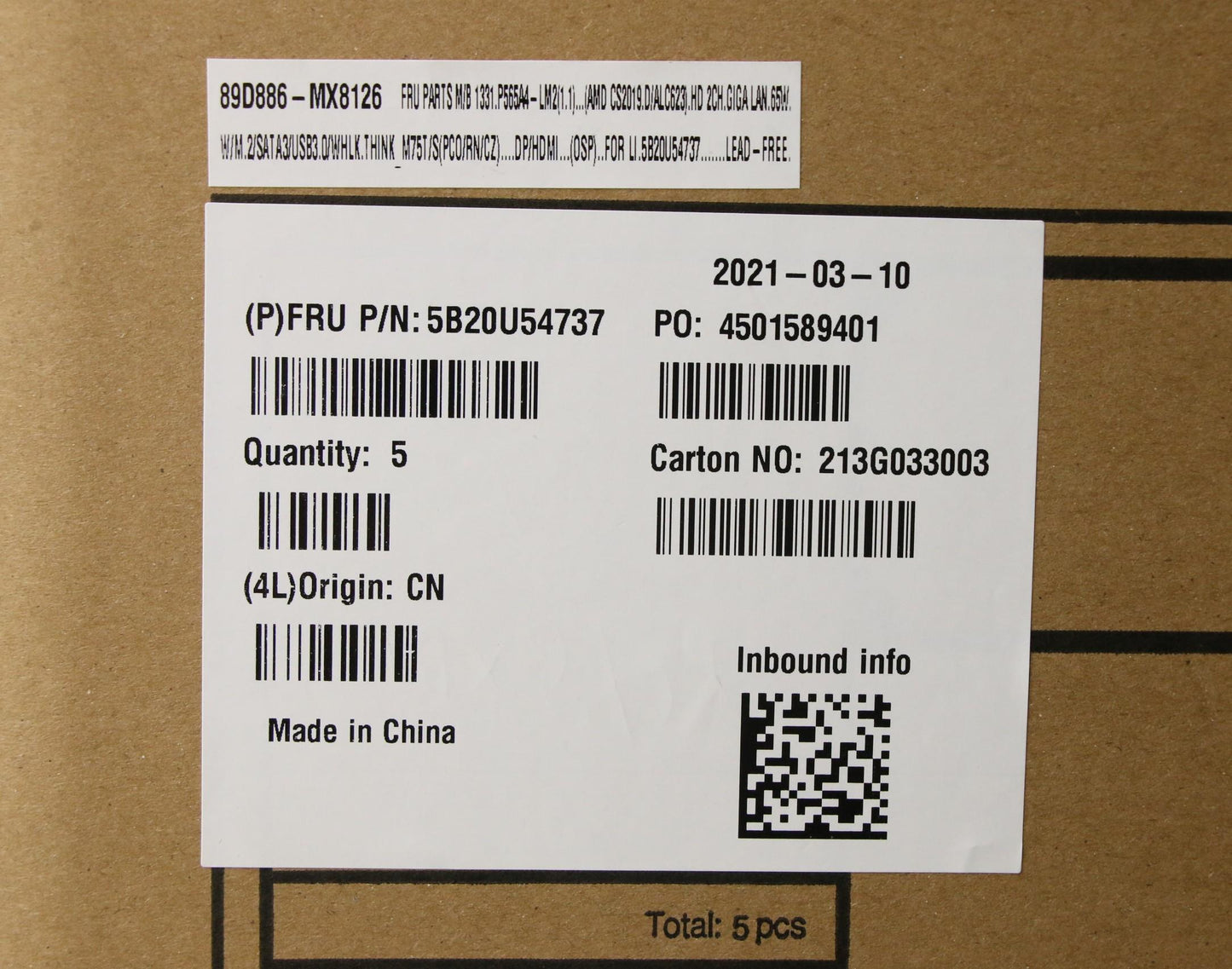 Lenovo Bdplanar Mb Am4 Rn&Pcs Pro 565 - 5B20U54737