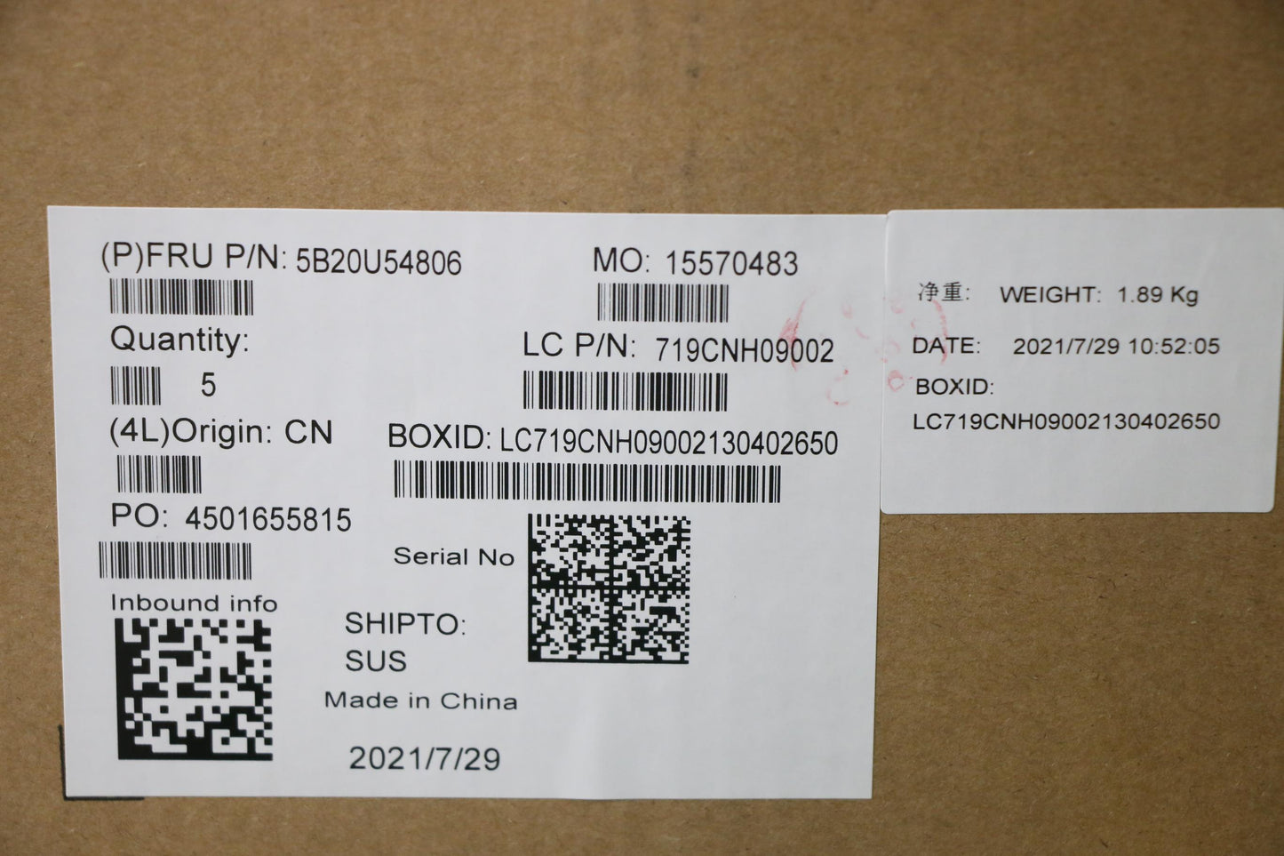 Lenovo Bdplanar Mb Whl-U I5-8365Ue Io - 5B20U54806