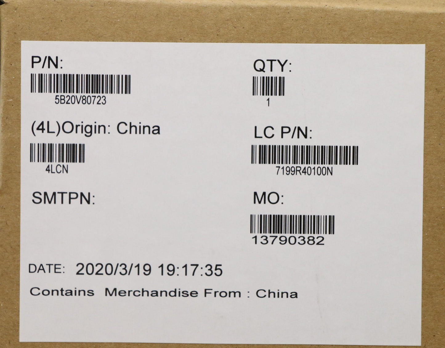 Lenovo Mb Uma I5-8265Uv0 Nok Yt Hw - 5B20V80723