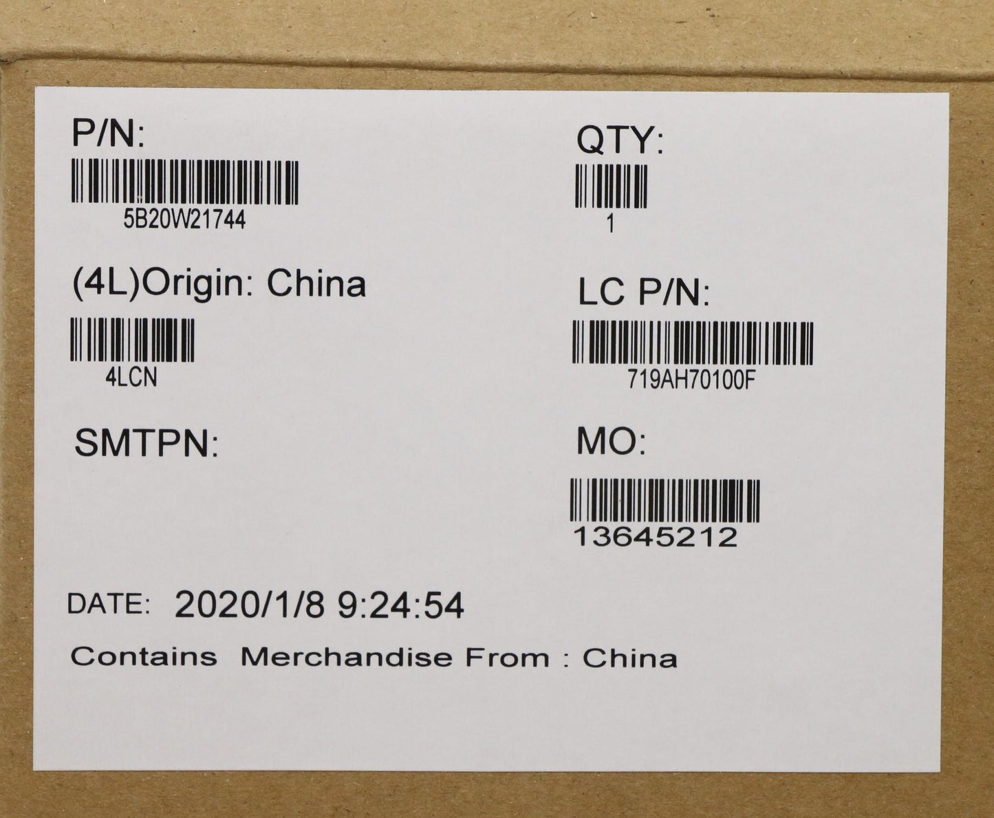 Lenovo Mb Nok I7-10510U 16G Wl Na Yt - 5B20W21744