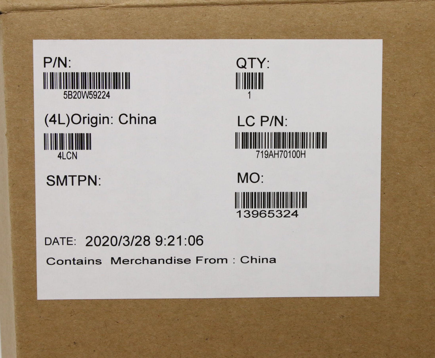 Lenovo Motherboard i7-10710U, 16GB RAM, TPM2 - 5B20W59224