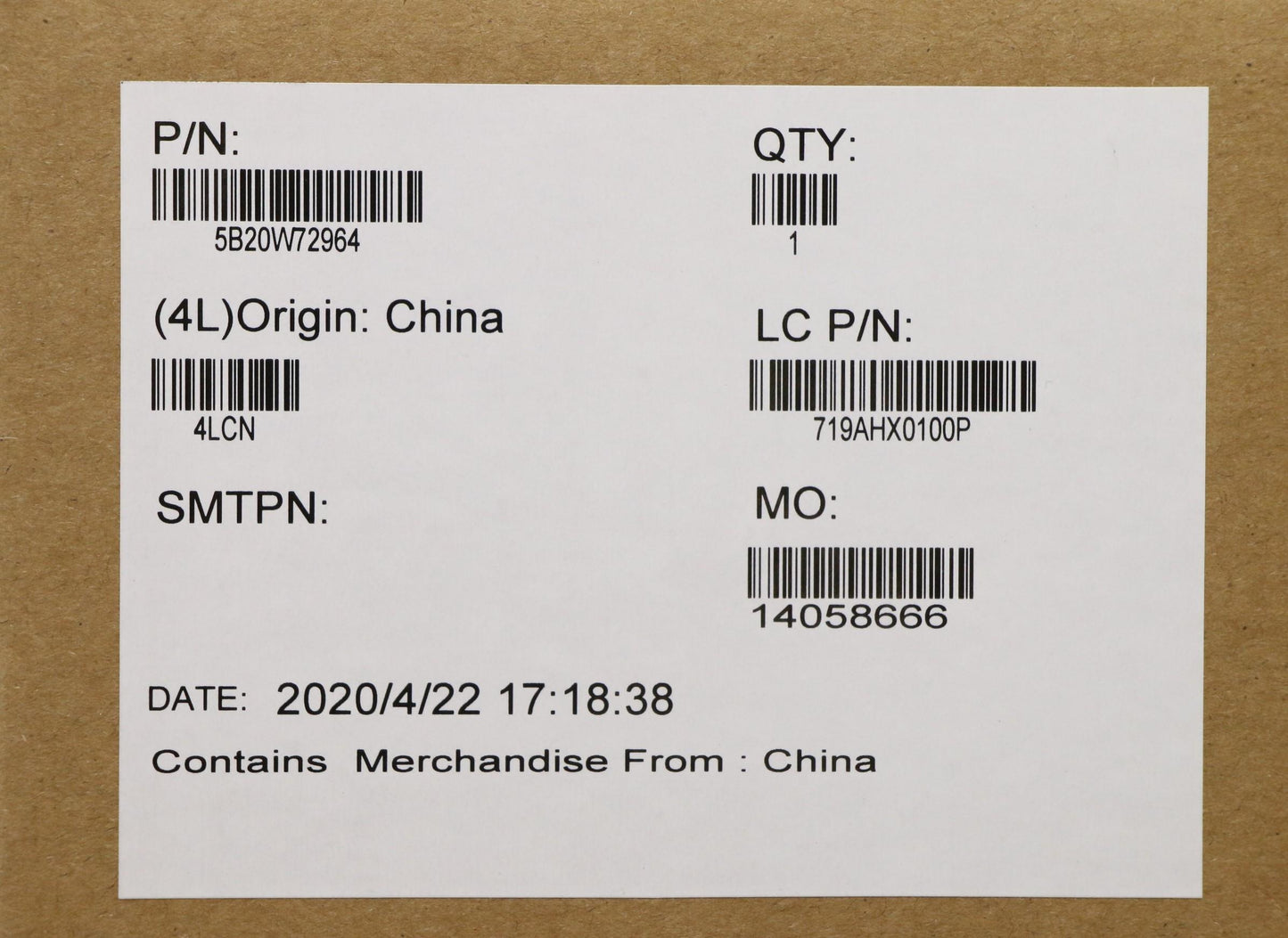 Lenovo Gx3A0 Mb Nok I7-10510U 16G Na - 5B20W72964
