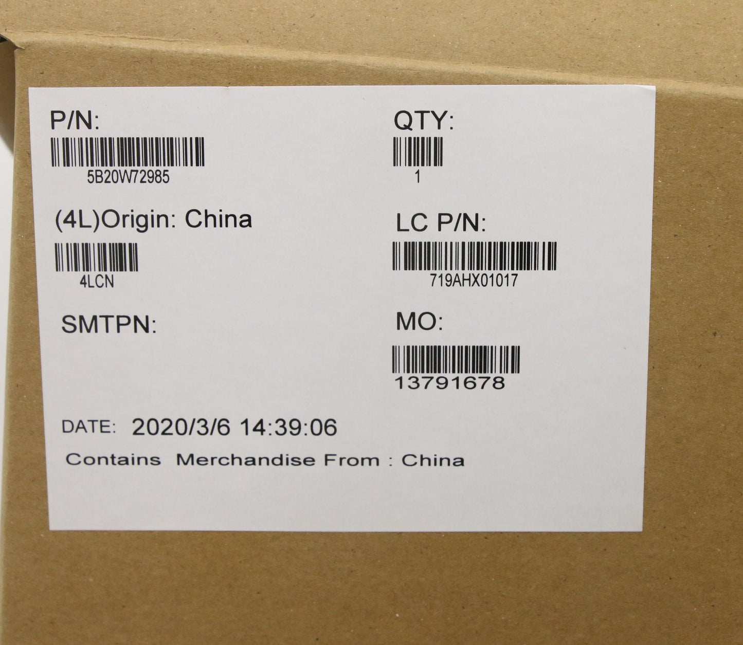 Lenovo Gx3A0 Mb Win I7-10710U 16G Na - 5B20W72985