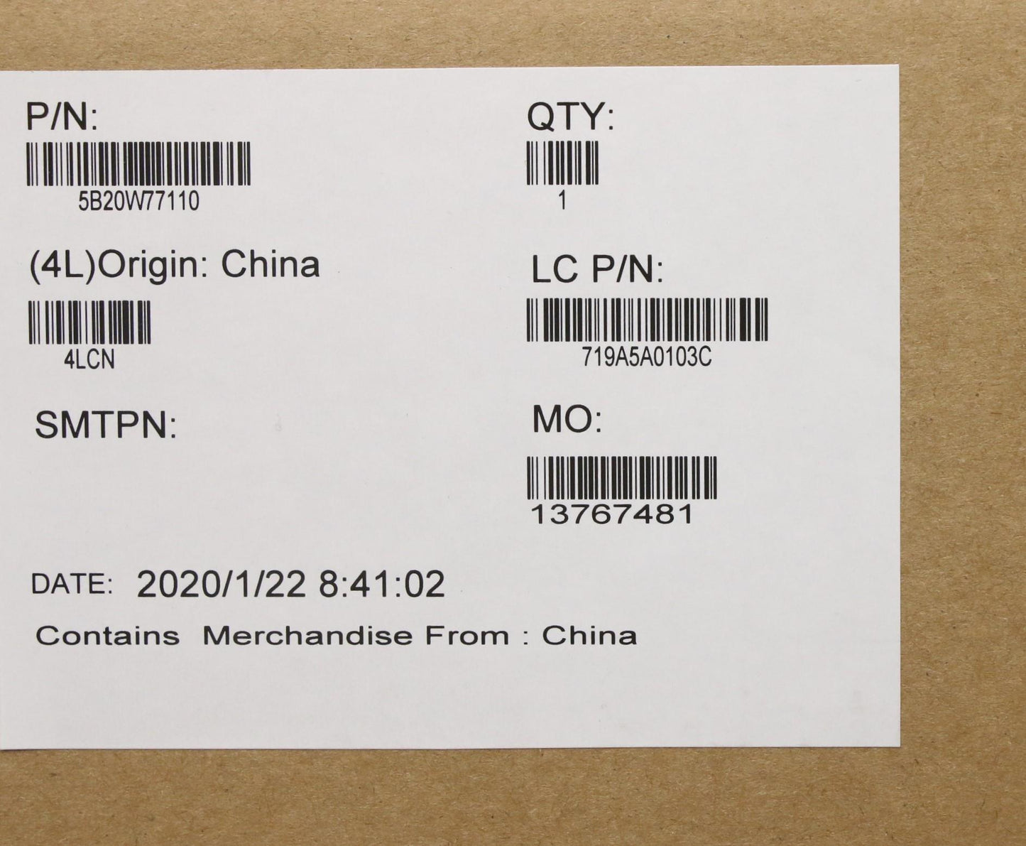 Lenovo Fl490 Mb I5-8265U Nok Na Yt Ft - 5B20W77110