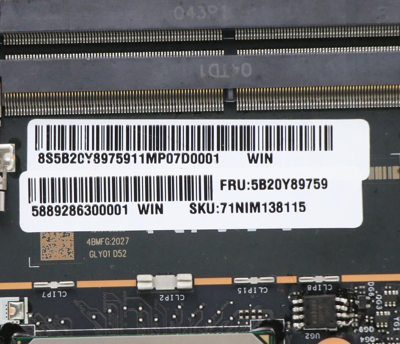 Lenovo Bdplanar Mbc81Yu Win I710875H_ - 5B20Y89759