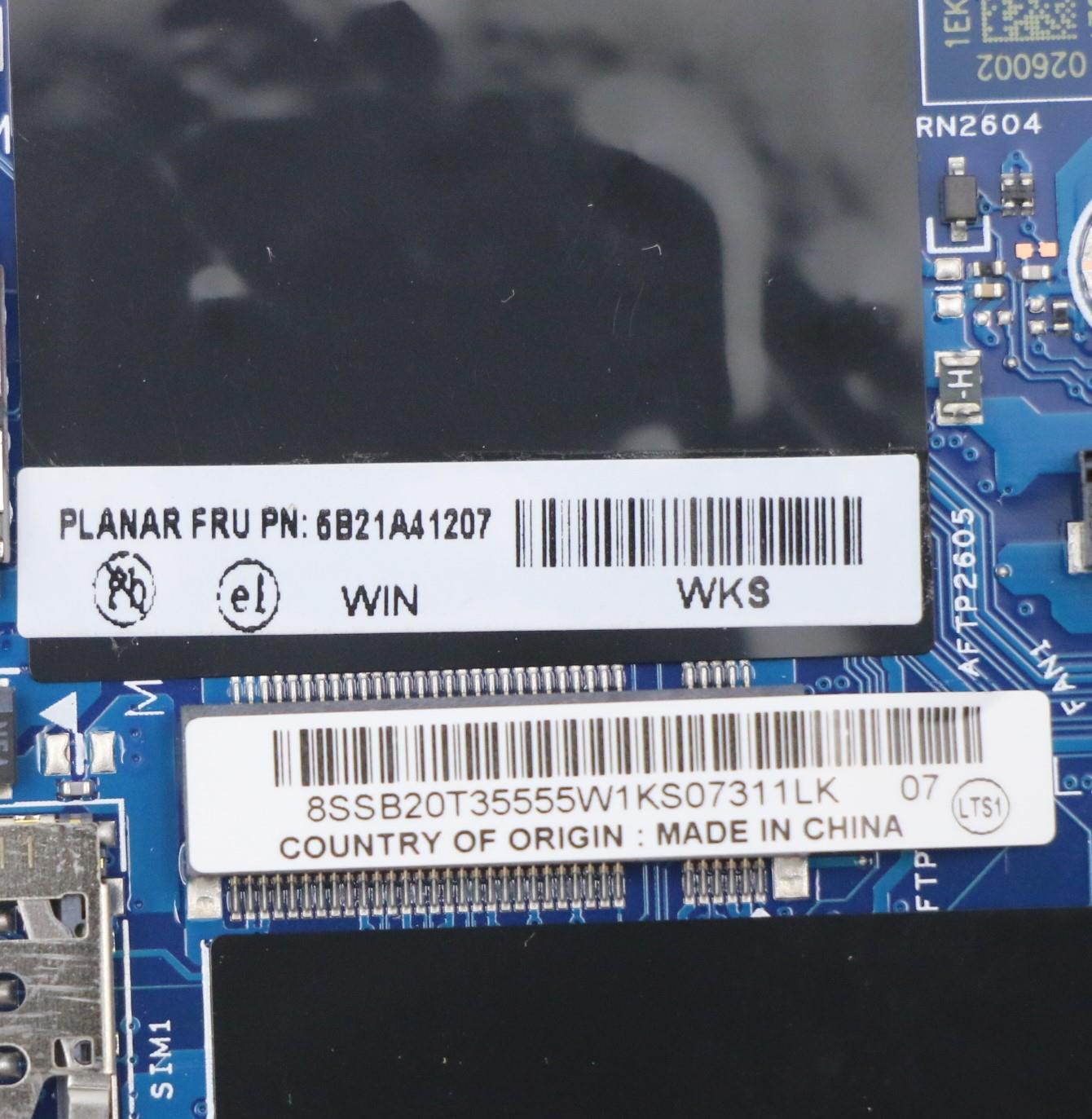 Lenovo Bdplanar Win,I5-8365U Vp,16G,J - 5B21A41207