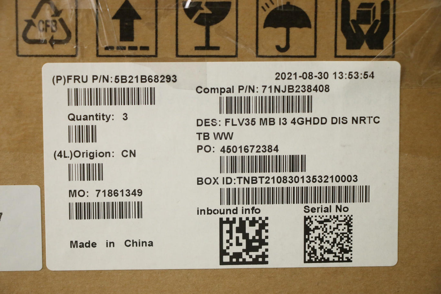 Lenovo Bdplanar Mbc20Ve Nok I3 Mx4504 - 5B21B68293