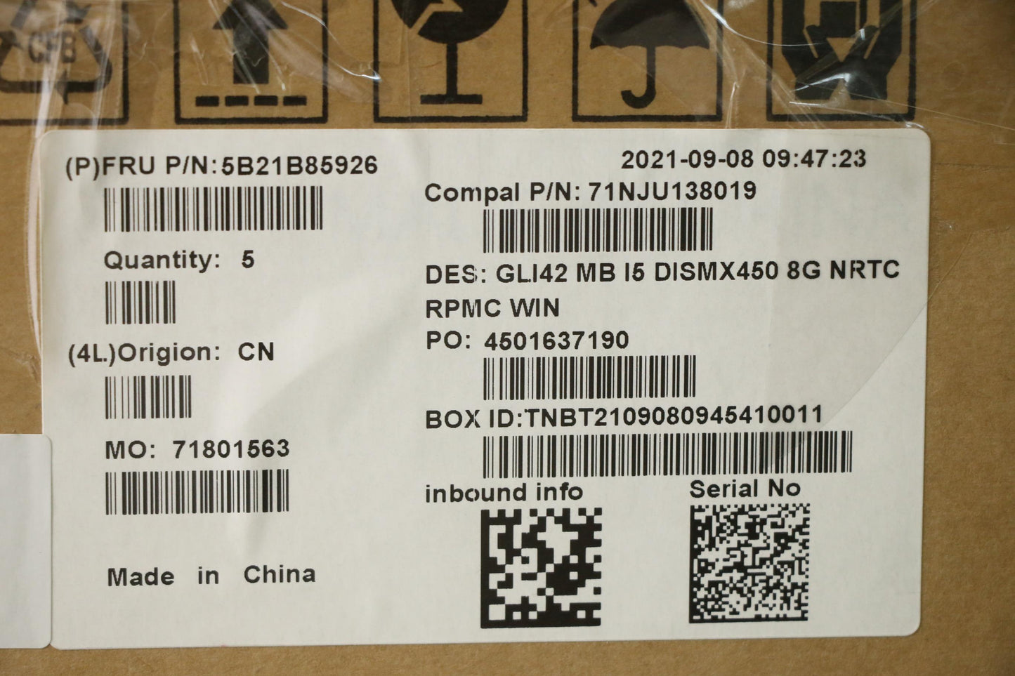 Lenovo Bdplanar Mb C 82L3 Win I5Mx450 - 5B21B85926