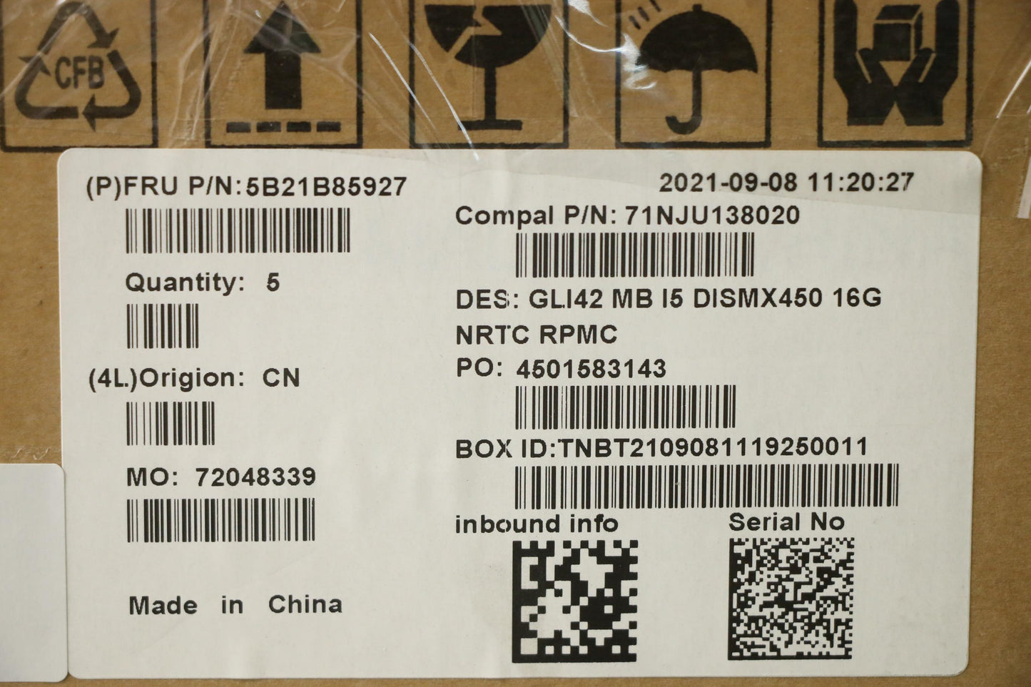 Lenovo Bdplanar Mb C 82L3 Nok I5Mx450 - 5B21B85927