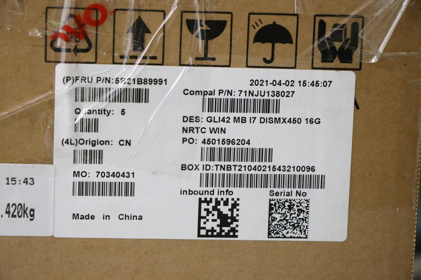 Lenovo Bdplanar Mb C 82L3 Win I7Mx450 - 5B21B89991