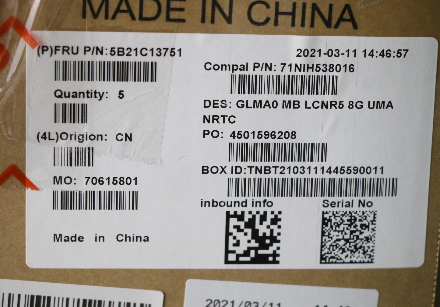 Lenovo Bdplanar Mb C82Lm Nok Lcnr5 8G - 5B21C13751