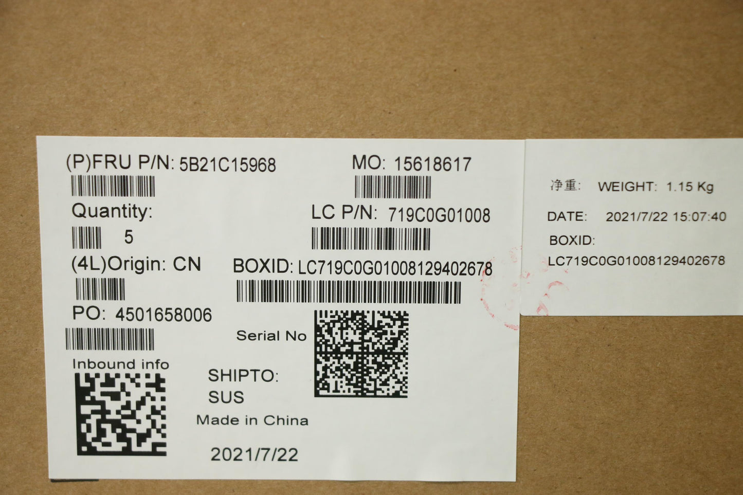 Lenovo Bdplanar I7-1185G7 8G 210Vpwin - 5B21C15968