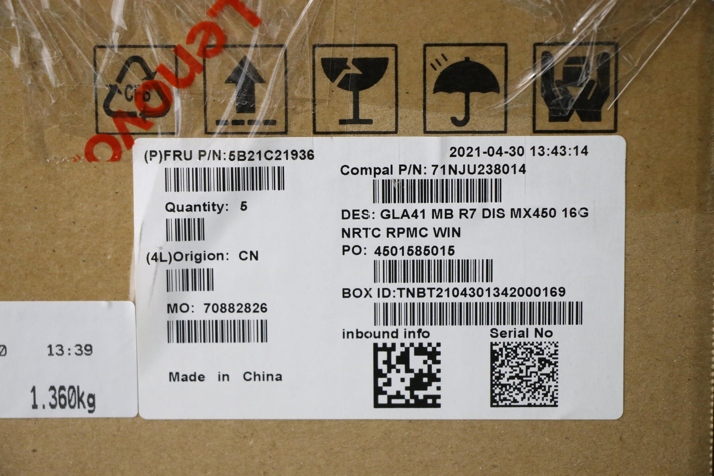 Lenovo Bdplanar Mb C 82L7 Win R7Mx450 - 5B21C21936