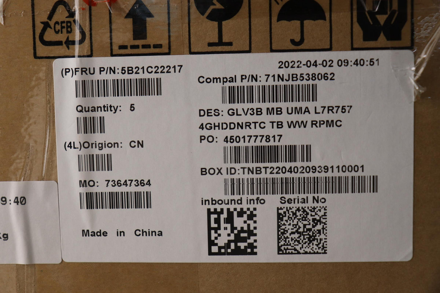 Lenovo Bdplanar Mbc21A4 Nokr757Uma4G_ - 5B21C22217