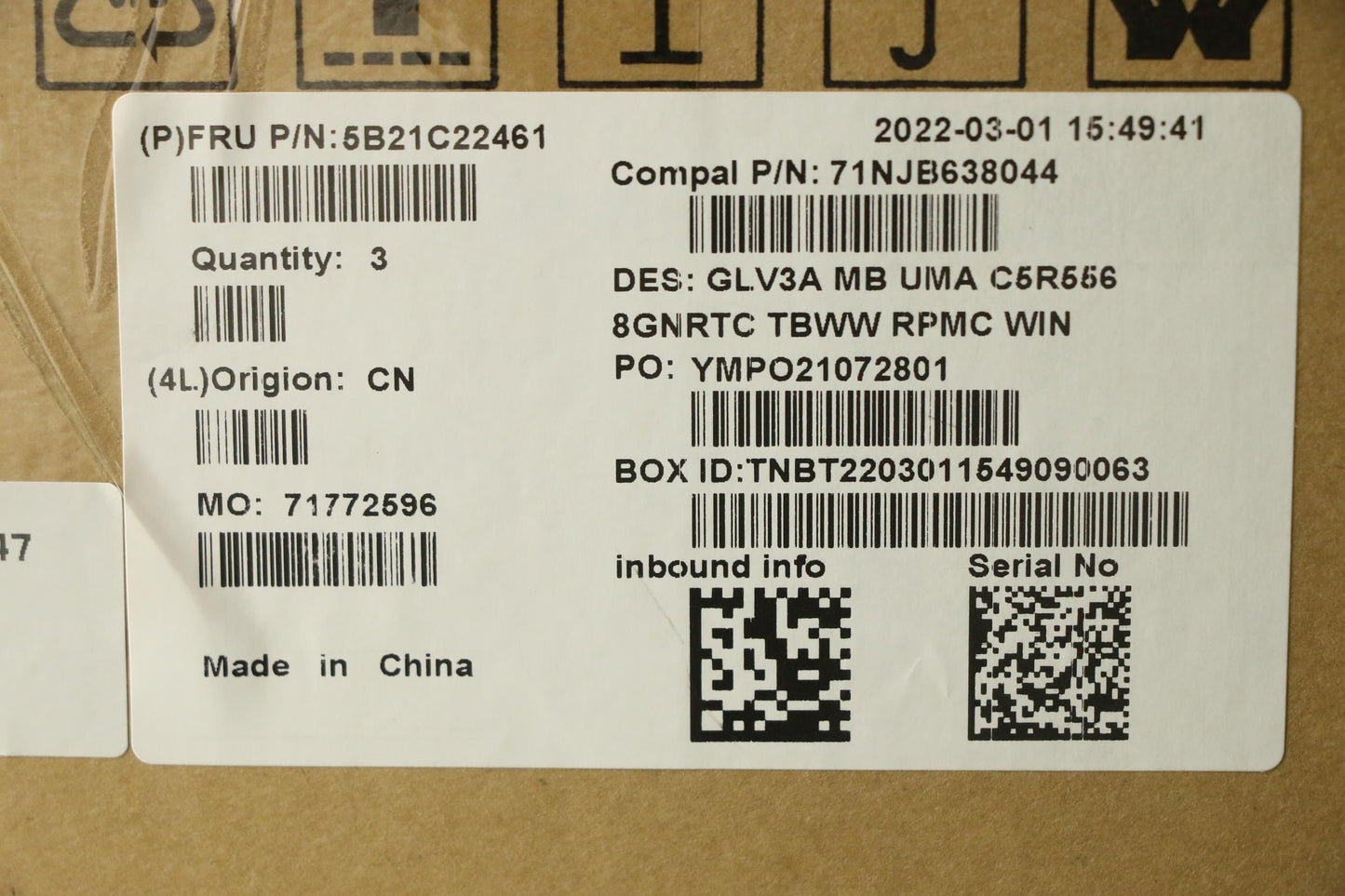 Lenovo Bdplanar Mbc21A2 Winr556Uma8G_ - 5B21C22461