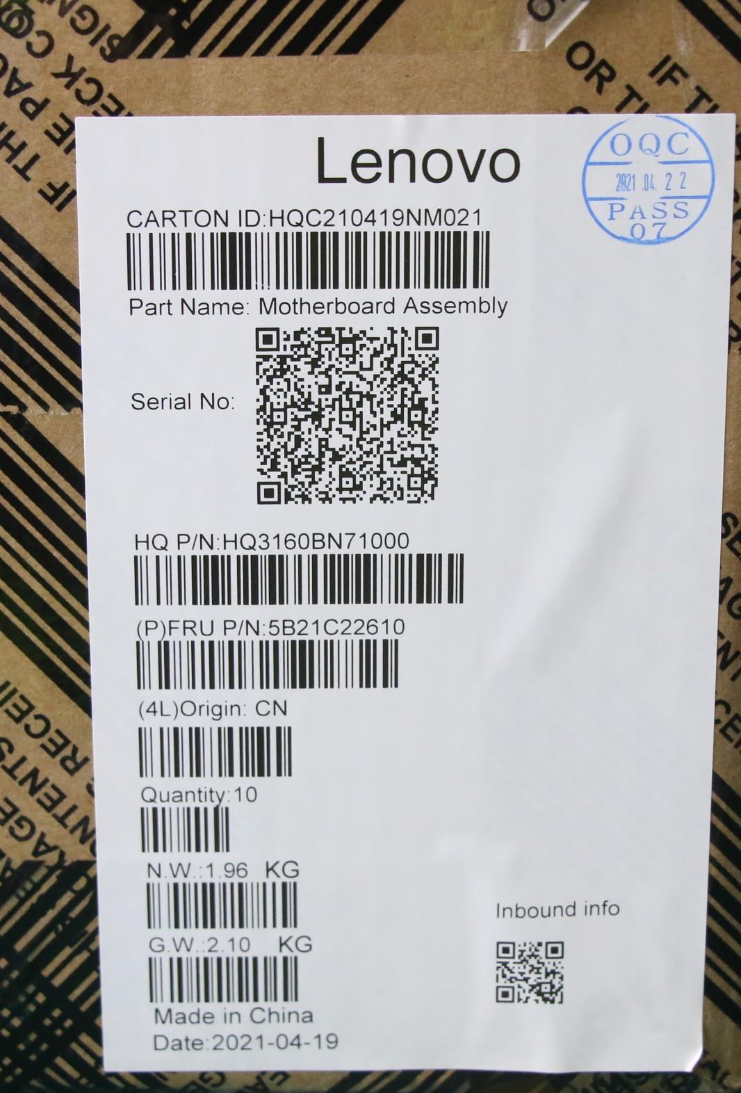 Lenovo Bdplanar Mb H 82Kn Mt8183 Uma - 5B21C22610