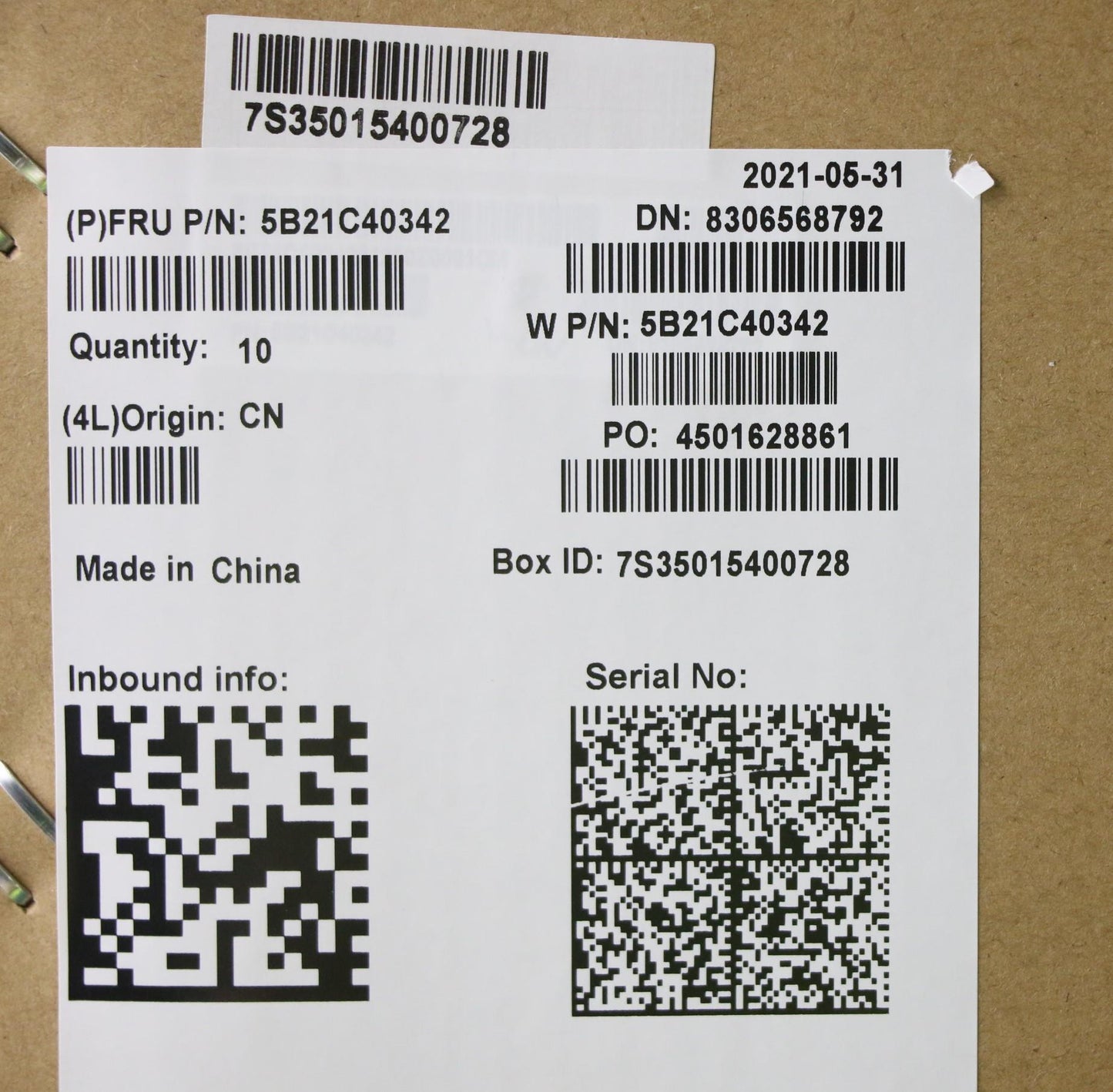 Lenovo System Board, i5-10210U, 8G WL, NOK, NA, YdT, YAB - 5B21C40342