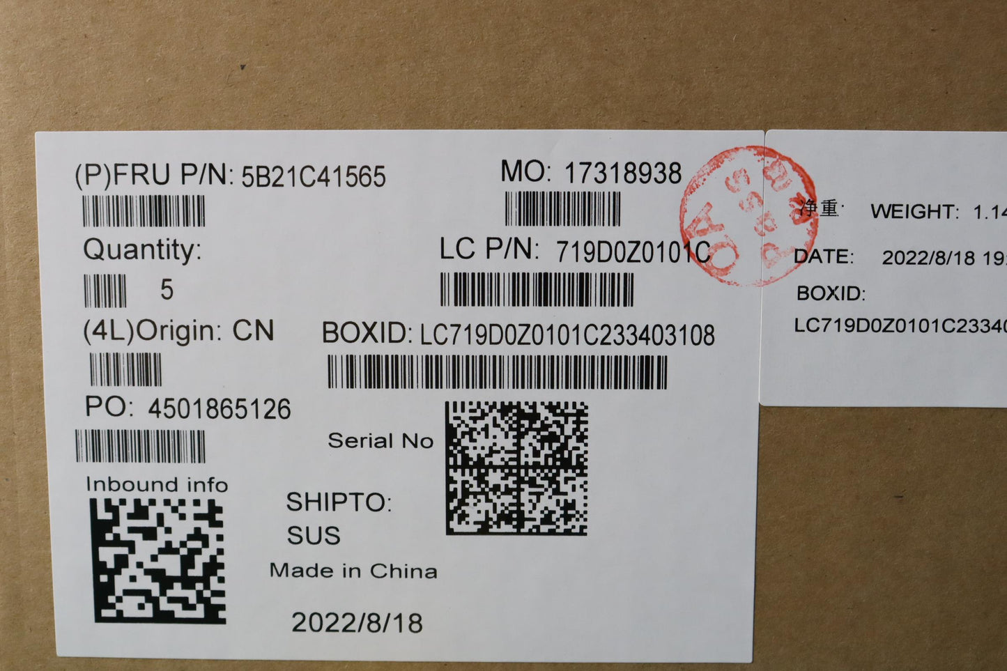 Lenovo Motherboard with Intel i5-1240P, 16GB RAM, TPM2 - 5B21C41565