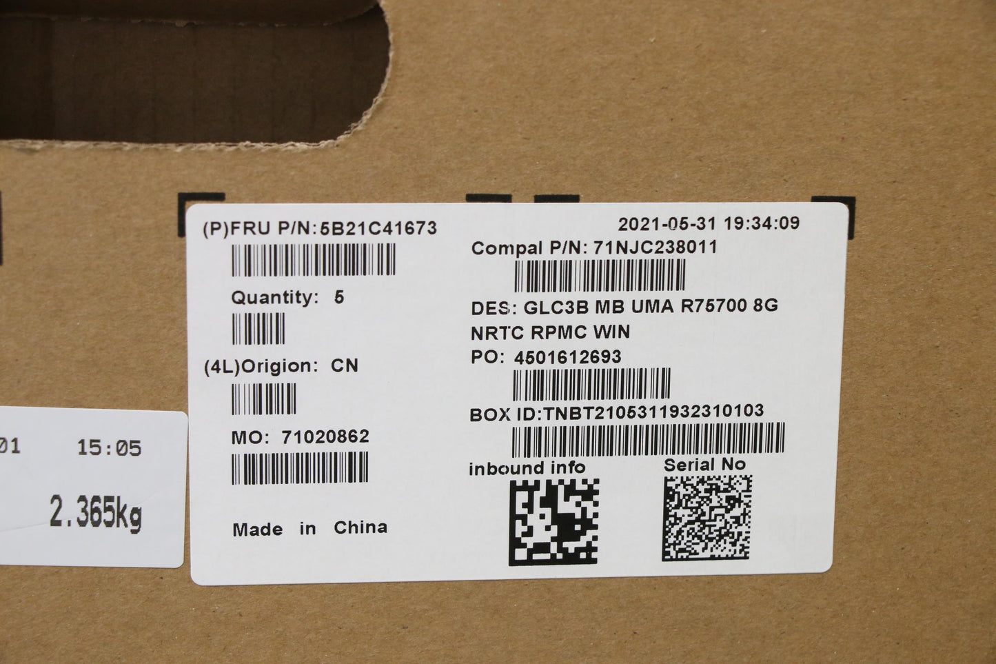 Lenovo Motherboard with AMD R7-5700U, UMA Graphics, 8GB RAM for Windows - 5B21C41673